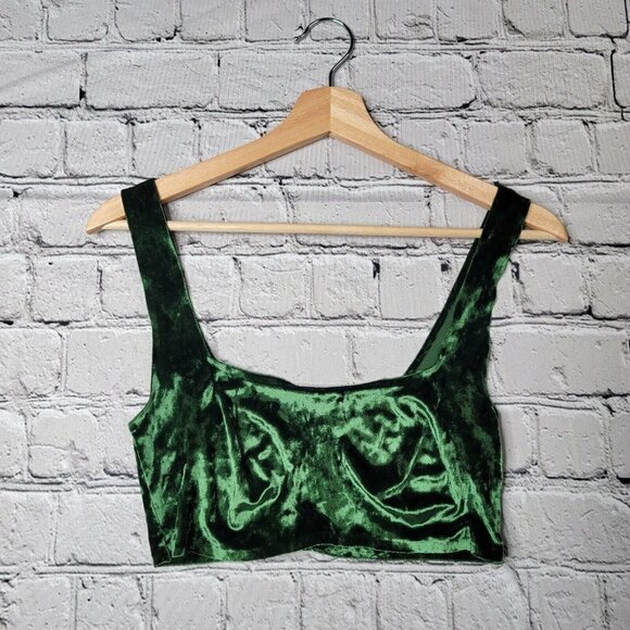 Out From Under Urban Outfitters OU Green Velvety Bralette Size L - Picture 1 of 9